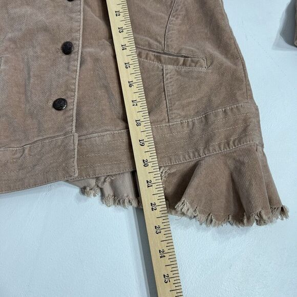 Free People Velvet Military Blazer Womens Small Pink Raw Ruffled Hem Jacket - Picture 13 of 13